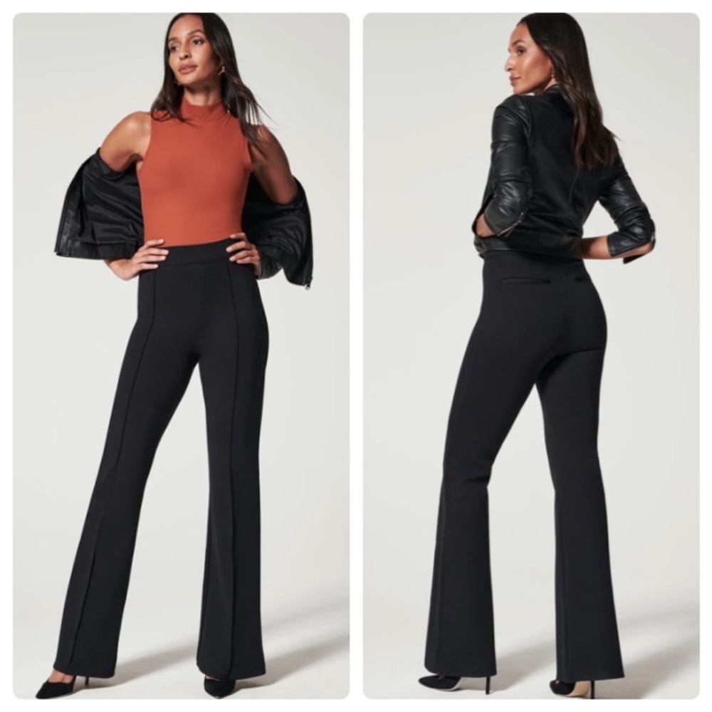 Spanx The Perfect Pant Hi-Rise Flare Pants Black Size Small Petite SP